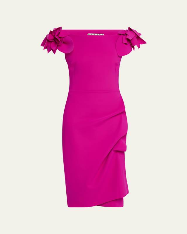 Gosiana Off-Shoulder Ruffle Midi Sheath Dress